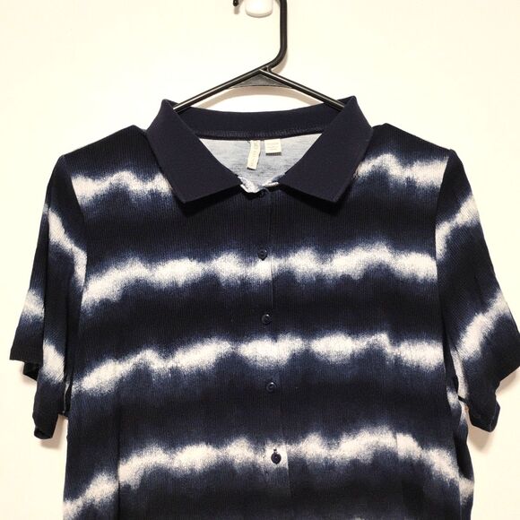 CATO 14/16W womens blue shirt Short Sleeve Button Down Striped adult outdoor - Picture 2 of 4